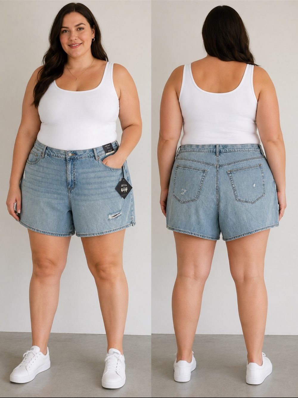 Ava & Viv Plus Denim Shorts in Light Blue Wash